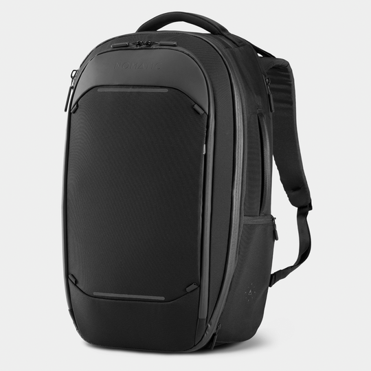 Nomatic Black Travel Backpack 32L Front Angle View