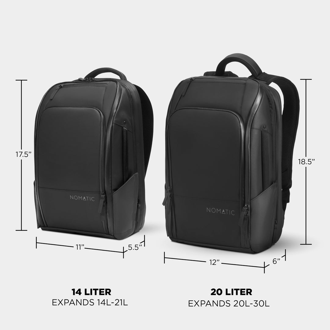 Nomatic Black Travel Pack 14vs20 Specs Comparison#color_black