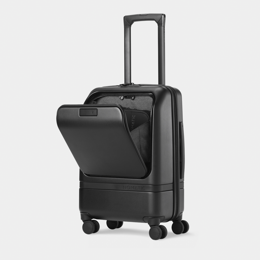 Nomatic Carry-On Pro Black Open Front Angle View