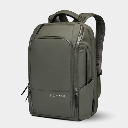 Nomatic Olive Travel Pack Front Angle View#color_olive